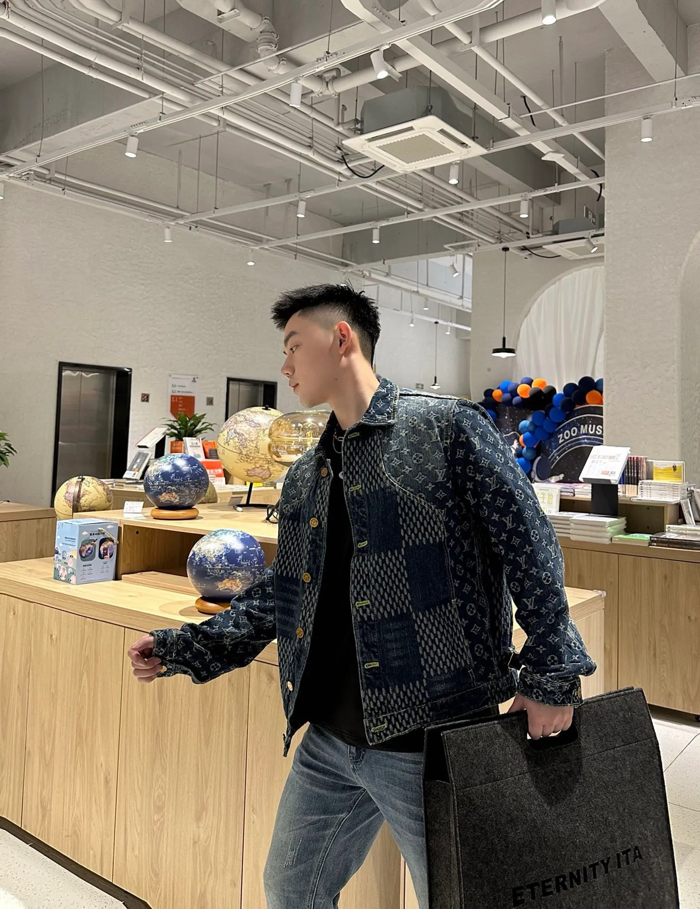 Louis Vuitton/Louis Vuitton Classic checkerboard washed denim jacket jacket